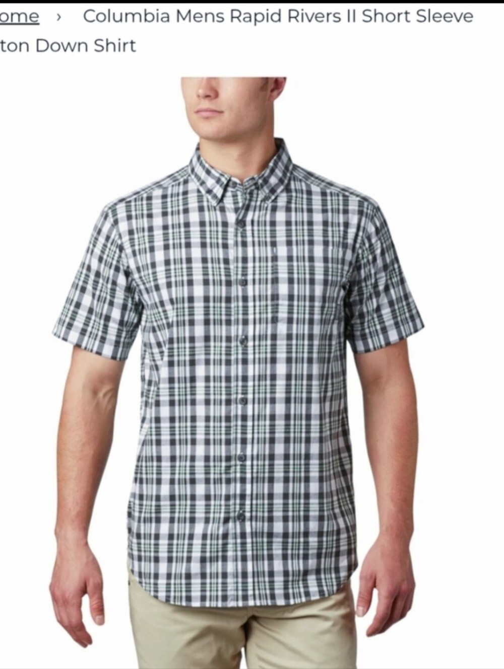 Columbia Rapid Rivers II Navy & White Plaid Short-Sleeve Button-Up Shirt XL